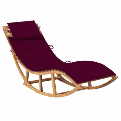 VidaXL Chaise longue à bascule avec coussin Bois de teck solide 2 VidaXL Chaise longue à bascule avec coussin Bois de teck solide