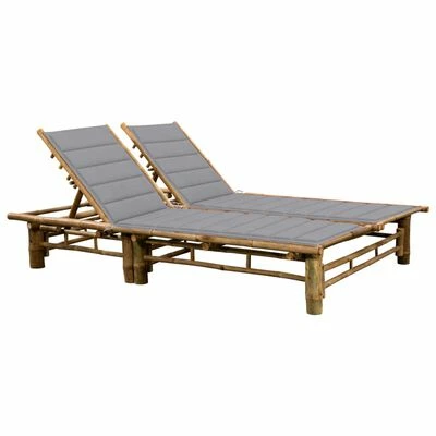 VidaXL Chaise longue pour 2 personnes avec coussins Bambou 3 VidaXL Chaise longue pour 2 personnes avec coussins Bambou