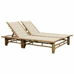 VidaXL Chaise longue pour 2 personnes avec coussins Bambou