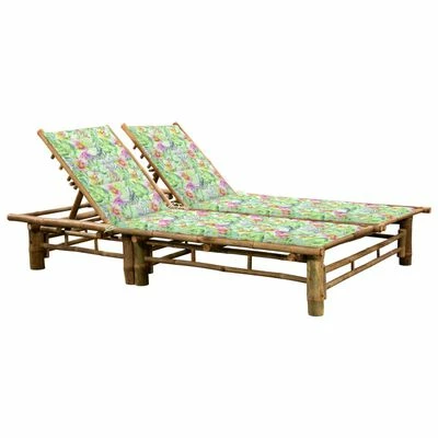 VidaXL Chaise longue pour 2 personnes avec coussins Bambou 3 VidaXL Chaise longue pour 2 personnes avec coussins Bambou