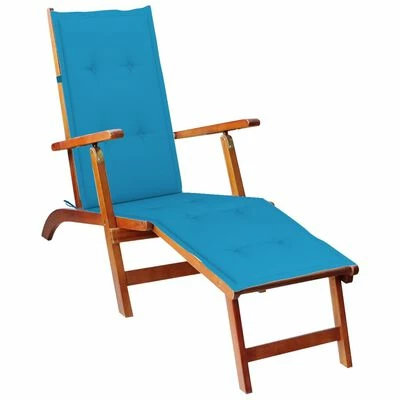 VidaXL Chaise de terrasse avec repose-pied et coussin Acacia solide 3 VidaXL Chaise de terrasse avec repose-pied et coussin Acacia solide