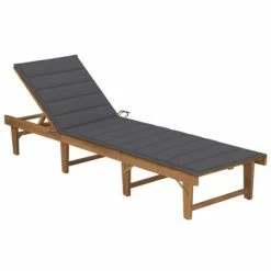 VidaXL Chaise longue pliable avec coussin Bois d'acacia solide