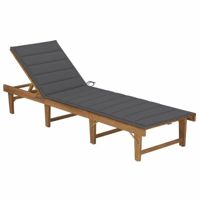 VidaXL Chaise longue pliable avec coussin Bois d'acacia solide 3 VidaXL Chaise longue pliable avec coussin Bois d'acacia solide