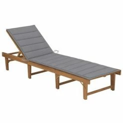 VidaXL Chaise longue pliable avec coussin Bois d'acacia solide