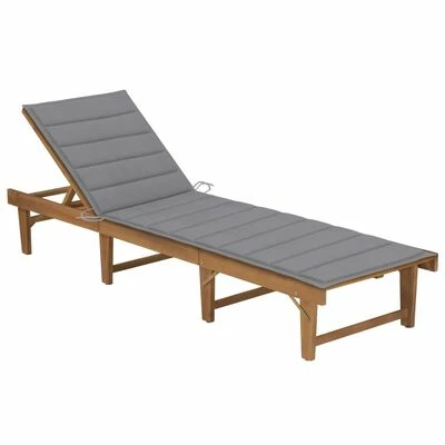 VidaXL Chaise longue pliable avec coussin Bois d'acacia solide 3 VidaXL Chaise longue pliable avec coussin Bois d'acacia solide