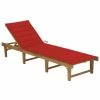 VidaXL Chaise longue pliable avec coussin Bois d'acacia solide 2 VidaXL Chaise longue pliable avec coussin Bois d'acacia solide -Bains de soleil Soldes image 1 3064170