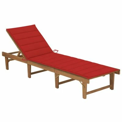 VidaXL Chaise longue pliable avec coussin Bois d'acacia solide 3 VidaXL Chaise longue pliable avec coussin Bois d'acacia solide