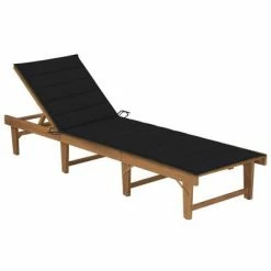 VidaXL Chaise longue pliable avec coussin Bois d'acacia solide