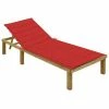 VidaXL Chaise longue avec coussin rouge Bois de pin imprégné 1 VidaXL Chaise longue avec coussin rouge Bois de pin imprégné -Bains de soleil Soldes image 1 3065825