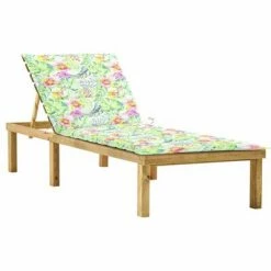 VidaXL Chaise longue avec coussin motif feuilles Bois de pin imprégné