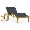 VidaXL Chaise longue de jardin avec table et coussin Pin imprégné -Bains de soleil Soldes image 1 3065864