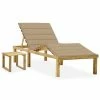 VidaXL Chaise longue de jardin avec table et coussin Pin imprégné -Bains de soleil Soldes image 1 3065867