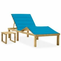 VidaXL Chaise longue de jardin avec table et coussin Pin imprégné