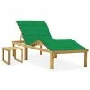 VidaXL Chaise longue de jardin avec table et coussin Pin imprégné 2 VidaXL Chaise longue de jardin avec table et coussin Pin imprégné -Bains de soleil Soldes image 1 3065869