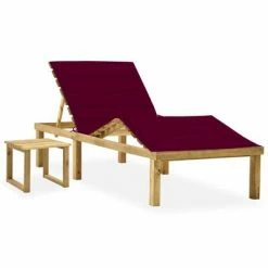 VidaXL Chaise longue de jardin avec table et coussin Pin imprégné