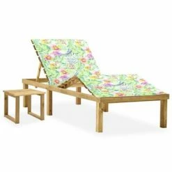 VidaXL Chaise longue de jardin avec table et coussin Pin imprégné
