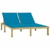 VidaXL Chaise longue double et coussins bleu Pin imprégné