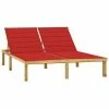 VidaXL Chaise longue double et coussins rouge Bois de pin imprégné -Bains de soleil Soldes image 1 3065885