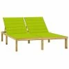 VidaXL Chaise longue double et coussins vert vif Bois de pin imprégné 2 VidaXL Chaise longue double et coussins vert vif Bois de pin imprégné -Bains de soleil Soldes image 1 3065890