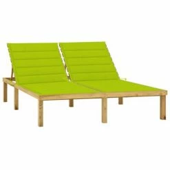 VidaXL Chaise longue double et coussins vert vif Bois de pin imprégné