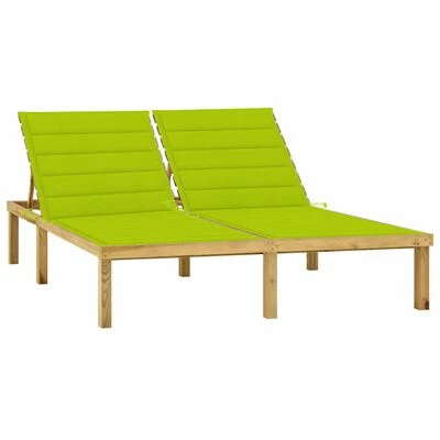 VidaXL Chaise longue double et coussins vert vif Bois de pin imprégné 3 VidaXL Chaise longue double et coussins vert vif Bois de pin imprégné