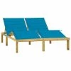 VidaXL Chaise longue double et coussins bleu Pin imprégné 2 VidaXL Chaise longue double et coussins bleu Pin imprégné -Bains de soleil Soldes image 1 3065898