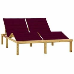 VidaXL Chaise longue double et coussins bordeaux Bois de pin imprégné