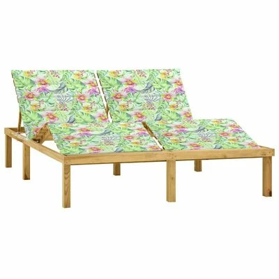 VidaXL Chaise longue double avec coussins motif feuilles Pin imprégné 3 VidaXL Chaise longue double avec coussins motif feuilles Pin imprégné