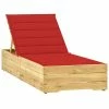 VidaXL Chaise longue avec coussin rouge Bois de pin imprégné 2 VidaXL Chaise longue avec coussin rouge Bois de pin imprégné -Bains de soleil Soldes image 1 3065915