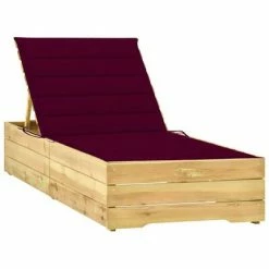 VidaXL Chaise longue avec coussin bordeaux Bois de pin imprégné