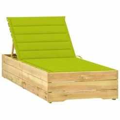 VidaXL Chaise longue avec coussin vert vif Bois de pin imprégné