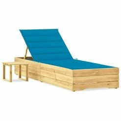 VidaXL Chaise longue de jardin avec table et coussin Pin imprégné