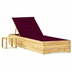 VidaXL Chaise longue de jardin avec table et coussin Pin imprégné