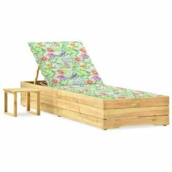 VidaXL Chaise longue de jardin avec table et coussin Pin imprégné