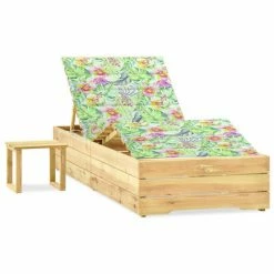 VidaXL Chaise longue de jardin avec table et coussin Pin imprégné