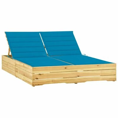 VidaXL Chaise longue double et coussins bleu Pin imprégné 3 VidaXL Chaise longue double et coussins bleu Pin imprégné