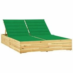 VidaXL Chaise longue double et coussins vert Bois de pin imprégné