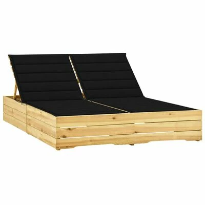 VidaXL Chaise longue double et coussins noir Pin imprégné 3 VidaXL Chaise longue double et coussins noir Pin imprégné