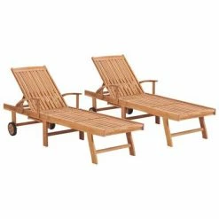VidaXL Chaises longues 2 pcs Bois de teck solide