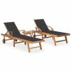 VidaXL Chaises longues 2 pcs avec table et coussin Bois de teck solide 1 VidaXL Chaises longues 2 pcs avec table et coussin Bois de teck solide -Bains de soleil Soldes image 1 3073171