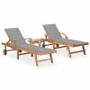VidaXL Chaises longues 2 pcs avec table et coussin Bois de teck solide 1 VidaXL Chaises longues 2 pcs avec table et coussin Bois de teck solide -Bains de soleil Soldes image 1 3073172