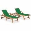 VidaXL Chaises longues 2 pcs avec table et coussin Bois de teck solide 2 VidaXL Chaises longues 2 pcs avec table et coussin Bois de teck solide -Bains de soleil Soldes image 1 3073176