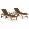 VidaXL Chaises longues 2 pcs avec table et coussin Bois de teck solide 1 VidaXL Chaises longues 2 pcs avec table et coussin Bois de teck solide -Bains de soleil Soldes image 1 3073179