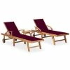 VidaXL Chaises longues 2 pcs avec table et coussin Bois de teck solide 2 VidaXL Chaises longues 2 pcs avec table et coussin Bois de teck solide -Bains de soleil Soldes image 1 3073180