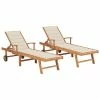 VidaXL Chaises longues 2 pcs avec coussin crème Bois de teck solide 1 VidaXL Chaises longues 2 pcs avec coussin crème Bois de teck solide -Bains de soleil Soldes image 1 3073188