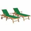 VidaXL Chaises longues 2 pcs avec coussin vert Bois de teck solide 1 VidaXL Chaises longues 2 pcs avec coussin vert Bois de teck solide -Bains de soleil Soldes image 1 3073191
