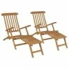 VidaXL Chaises de terrasse avec repose-pied 2 pcs Bois de teck solide -Bains de soleil Soldes image 1 3073291