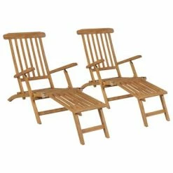 VidaXL Chaises de terrasse avec repose-pied 2 pcs Bois de teck solide