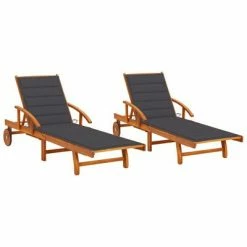 VidaXL Chaises longues 2 pcs avec coussins Bois d'acacia solide