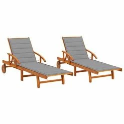 VidaXL Chaises longues 2 pcs avec coussins Bois d'acacia solide